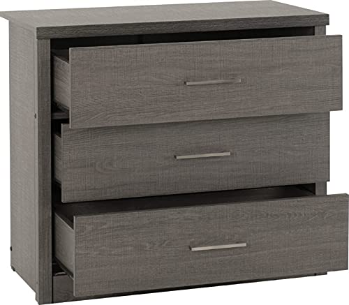 A T Seconique Lisbon 3 Drawer Chest in Black Wood Grain