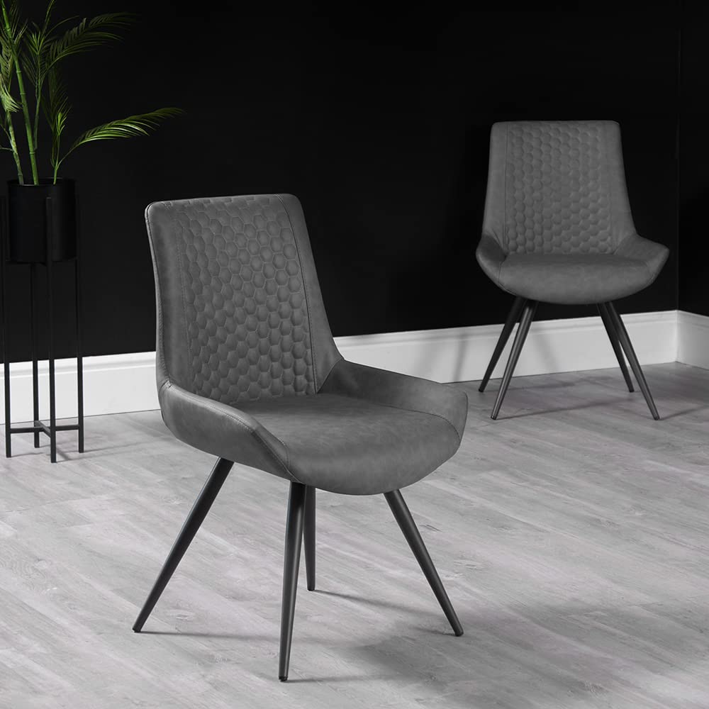 The Furniture Outlet Industrial Grey Honeycomb Pattern Dining Chair