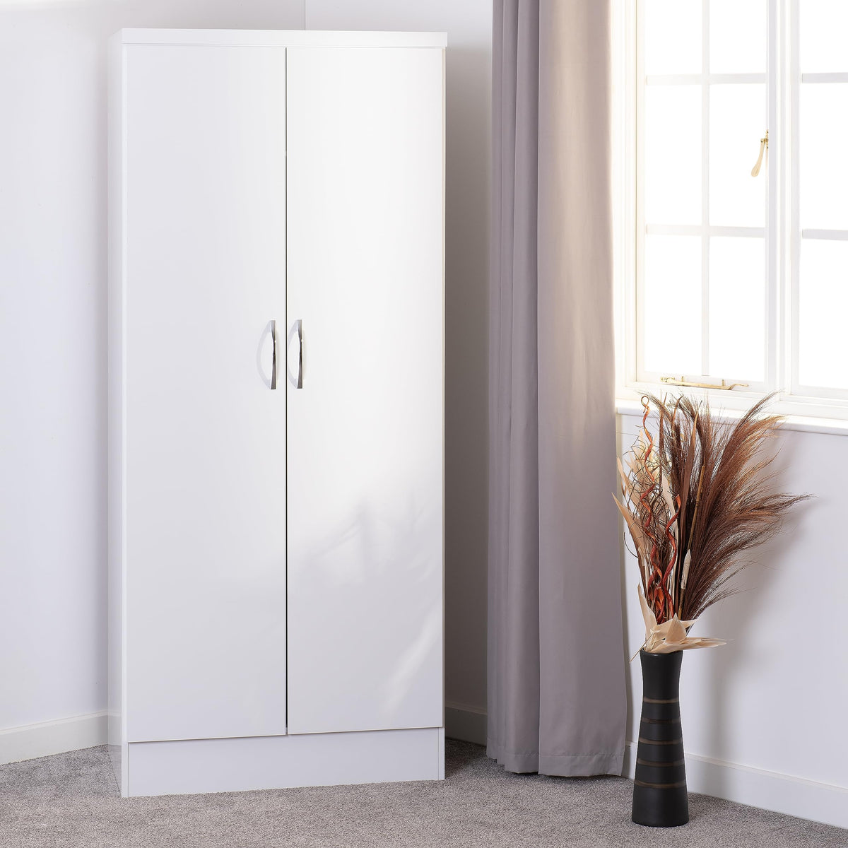 Seconique Nevada 2 Door All Hanging Wardrobe in White Gloss