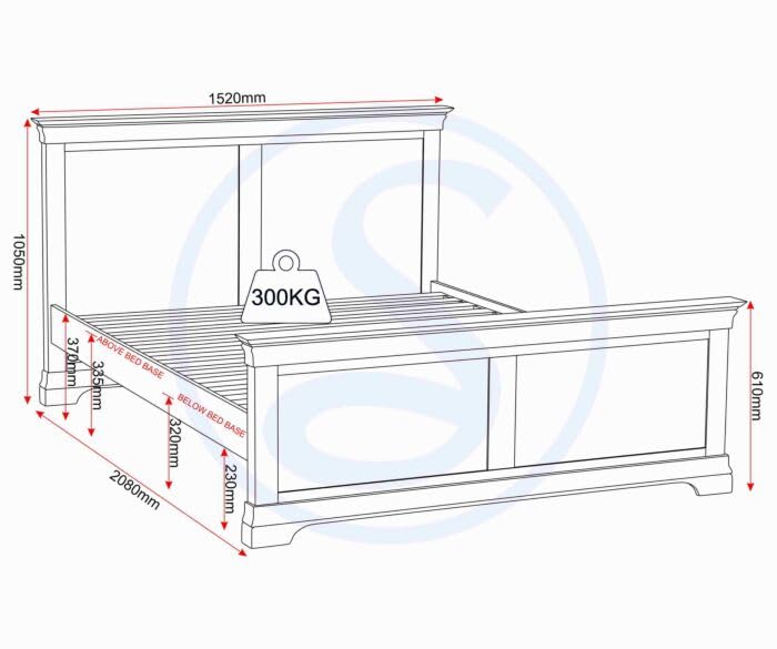Furniture 321 Bordeaux 4'6" Double Bed Frame Pebble Grey Matt Finish Wooden Panelled Headboard & Footboard Strong Slatted Base Centre Support UK Double Bed 135x190cm