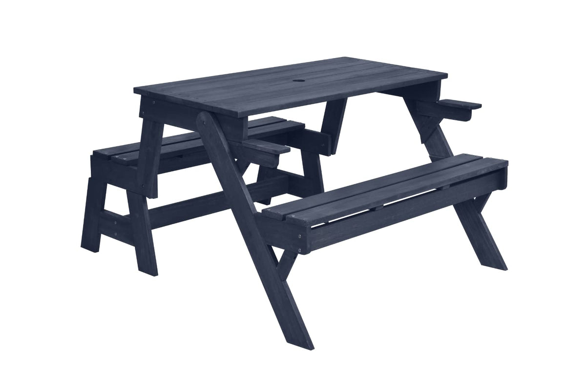 Furniture 321 Garden Hardwood Convertible Folding Picnic Table Bench 2 in 1 Made from Eucalyptus Wood in Blue
