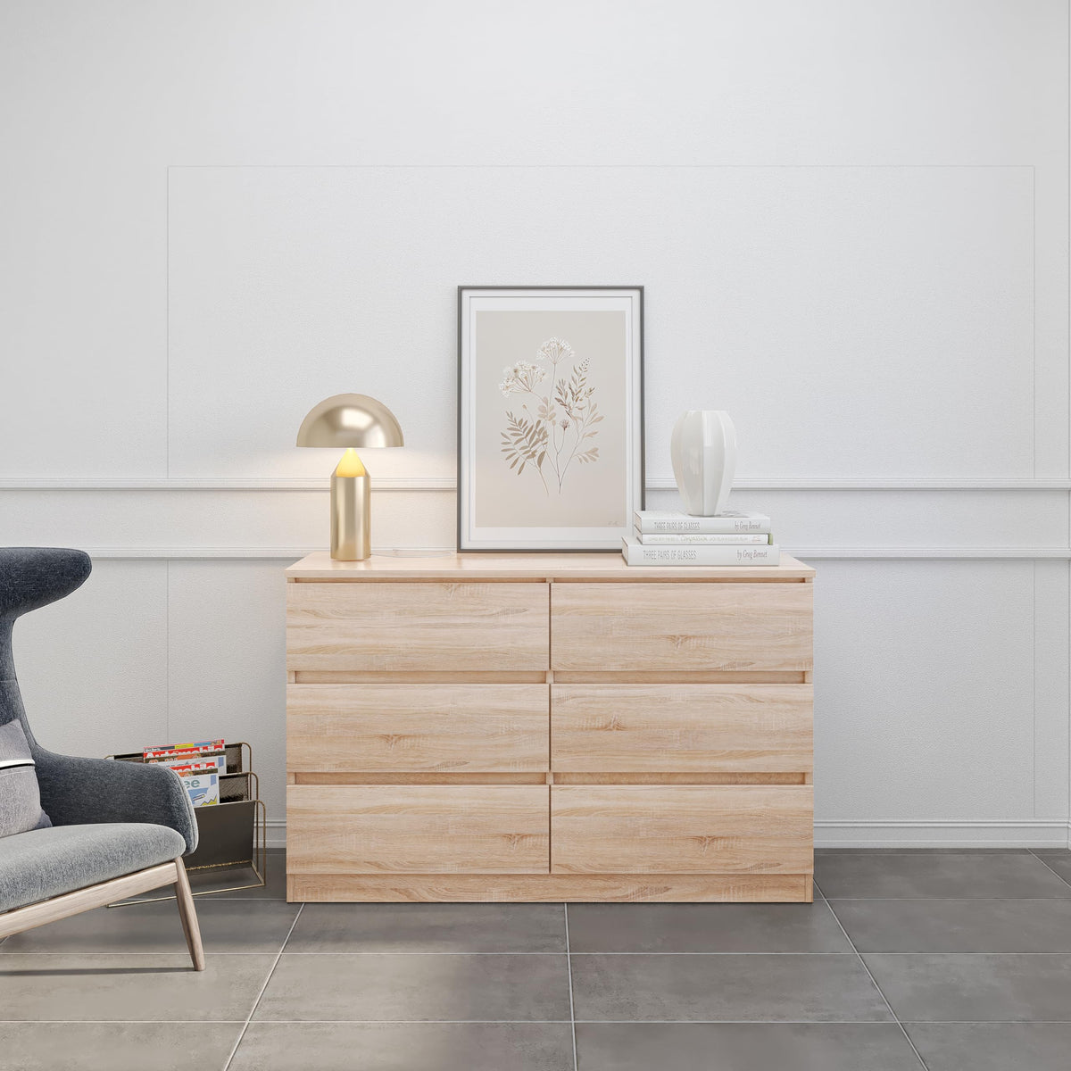 Seconique Malvern 6 Drawer Chest in Sonoma Oak Effect