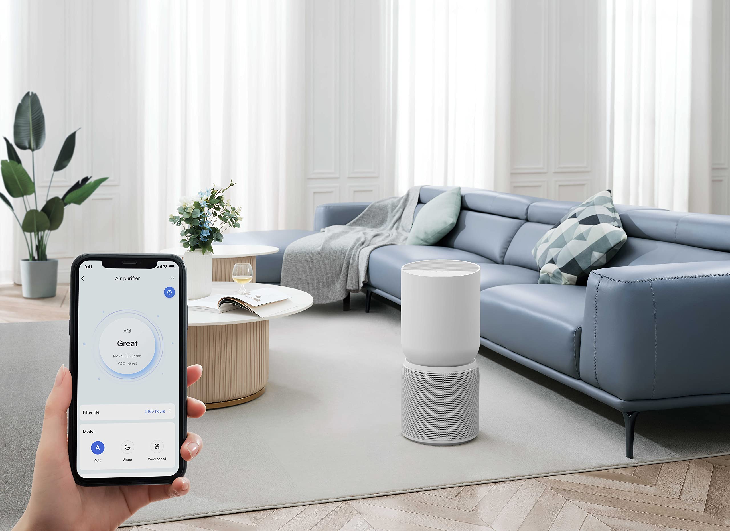 TCL Breeva Smart Air Purifier, True HEPA (H13), Removes 99.97% of Dust/Bacteria/Odors & More, App & Voice Control, Auto Shield, Quiet, White