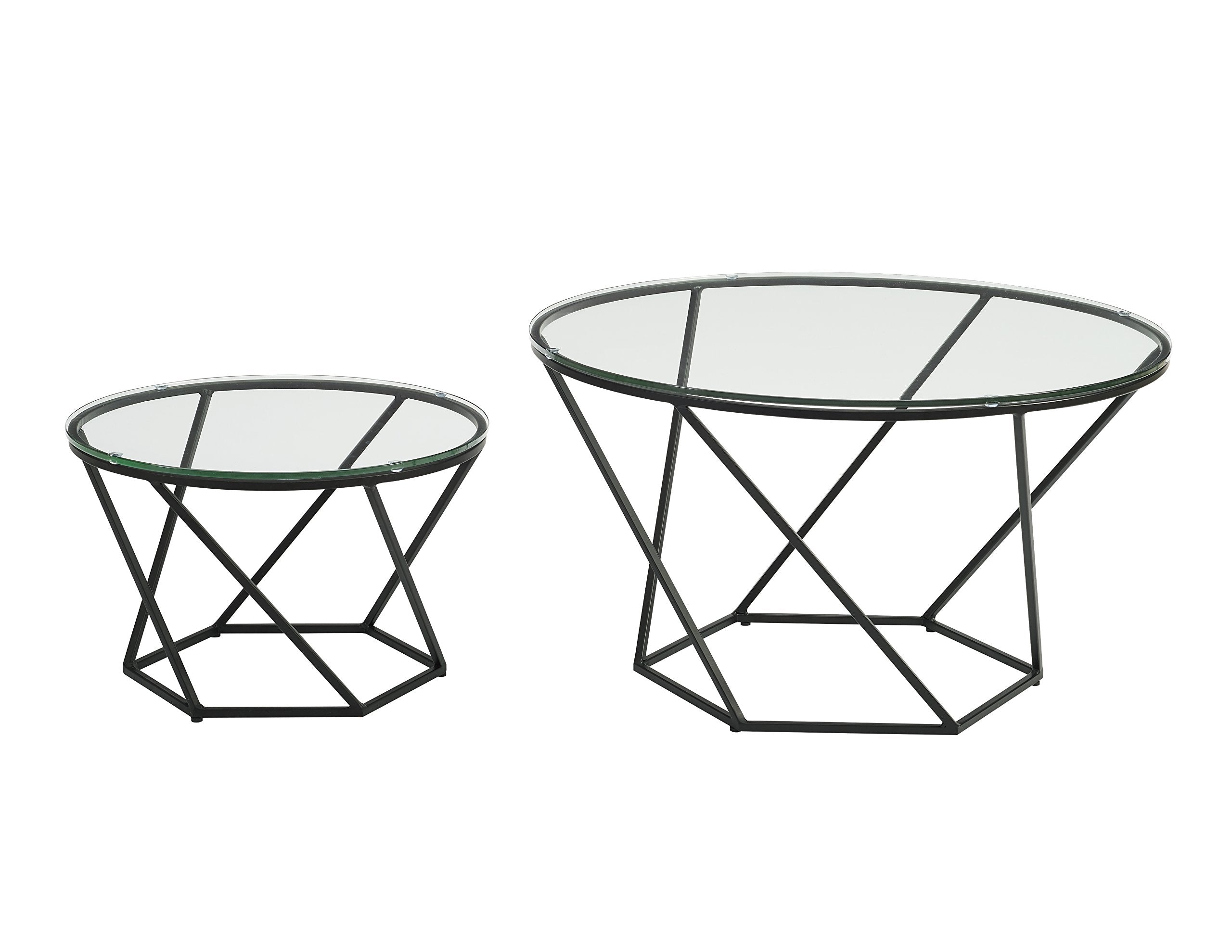 WE Furniture Mid Century Modern Wood Nesting Tables for Living Room Bedroom Home Office