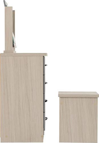Dressing Table Set, Four Drawers, a Stool and a Small Mirror,Grey