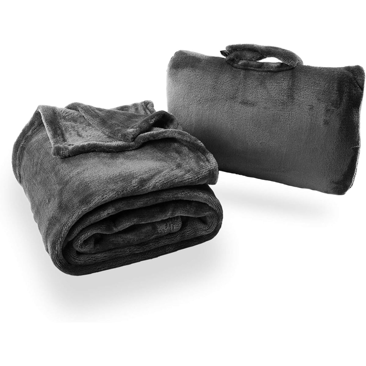 Cabeau Fold'n Go Blanket 2-in-1 Travel Blanket for Carrying with You, charcoal, 80 x 150 cm