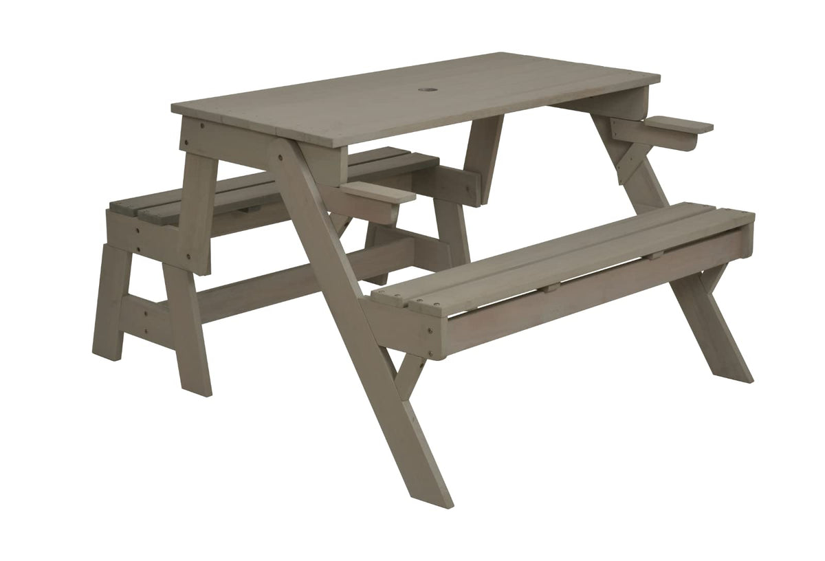 Furniture 321 GARDEN HARDWOOD CONVERTIBLE FOLDING PICNIC TABLE BENCH 2 IN 1 MADE FROM EUCALYPTUS WOOD GREY
