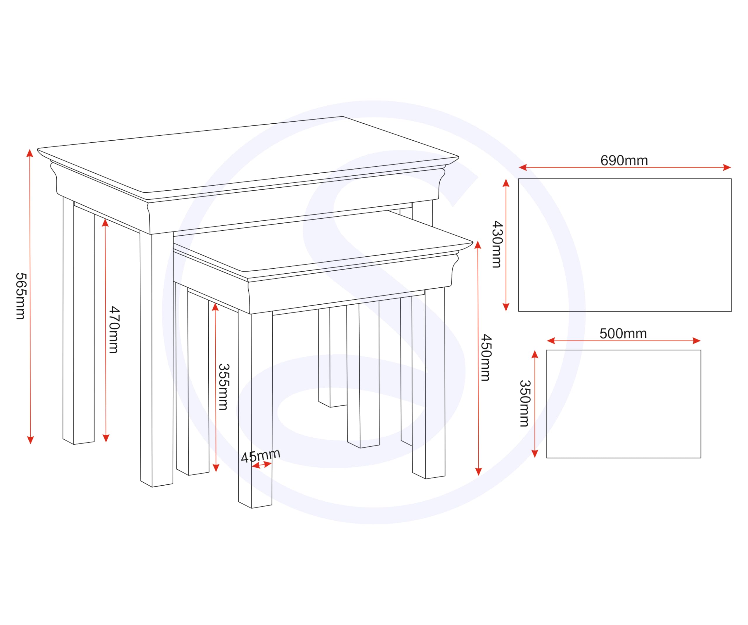 Seconique Bordeaux Nest Of 2 Tables