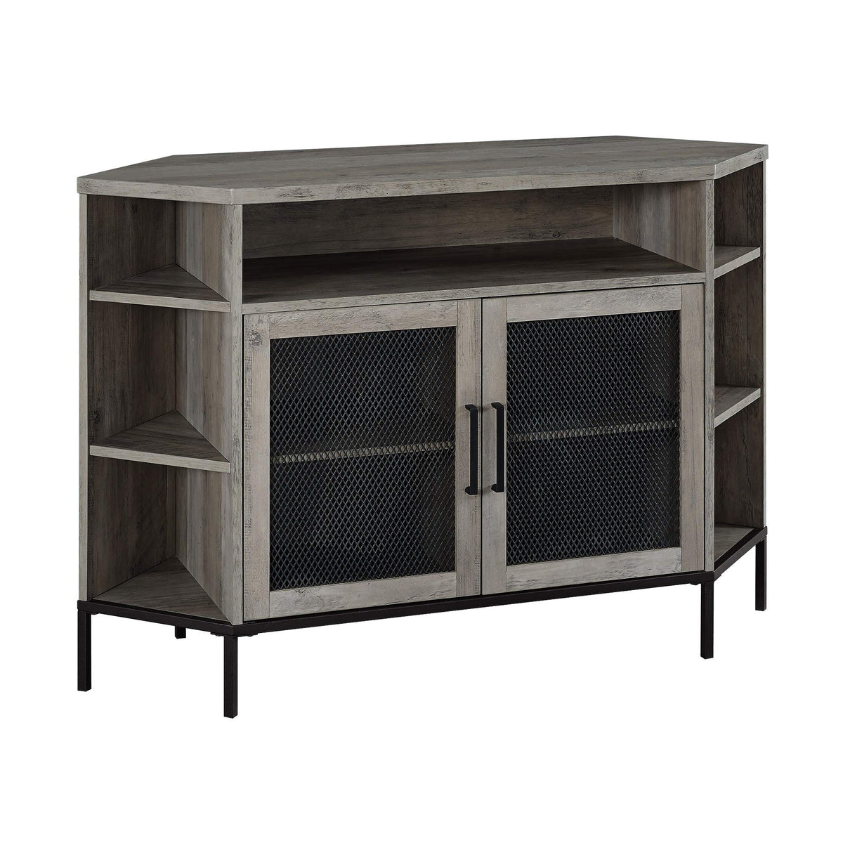 WE Furniture 48" Industrial Mesh Door Corner TV Console