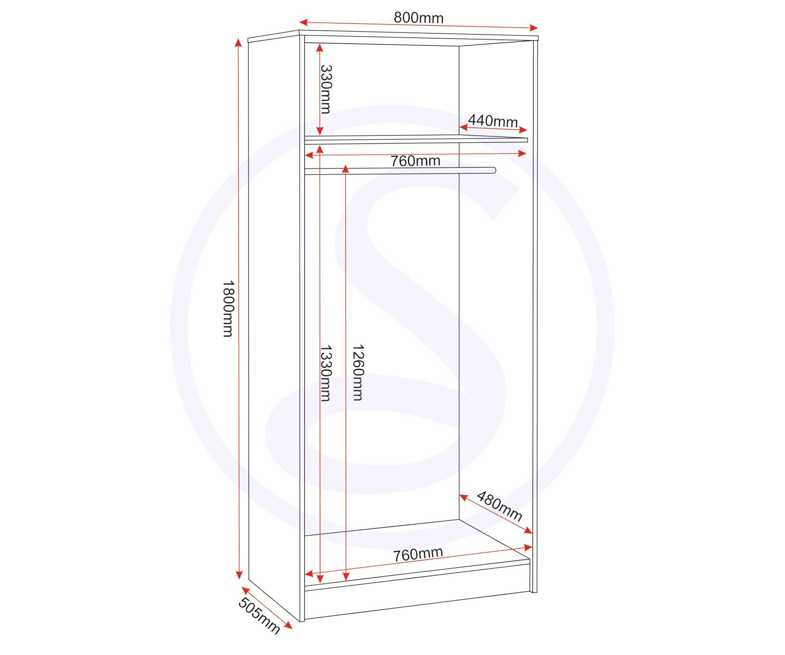 Seconique Malvern 2 Door Wardrobe in Urban Snow