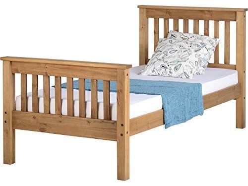 Solid Pine Wooden Bed Frame - Single, Double, Kingsize - Seconique Monaco#Distressed Corona Pine~3FT Single