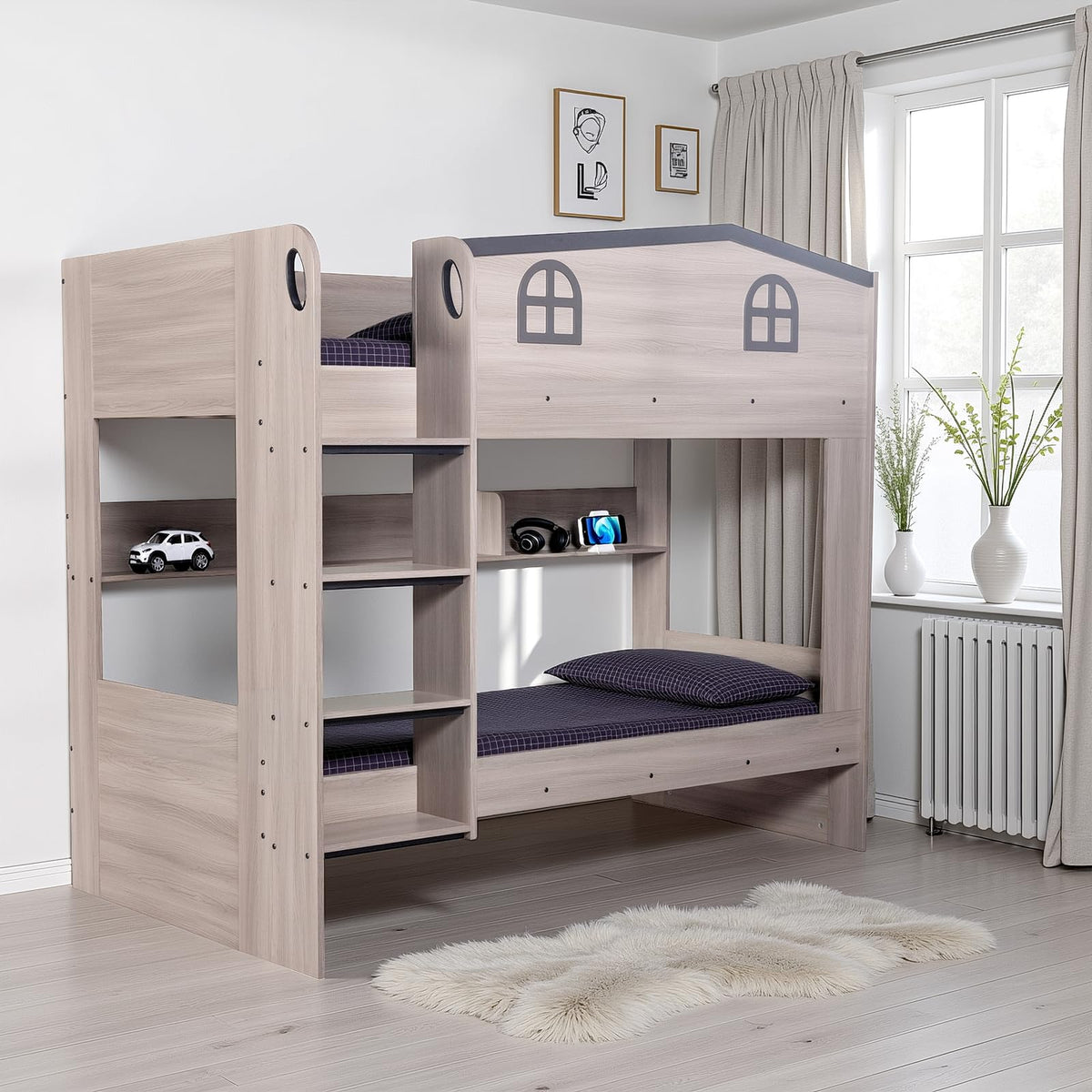 Furniture 321 Kid's Children's Hector Bunk Bed Ash Grey-No Delivery To Flats