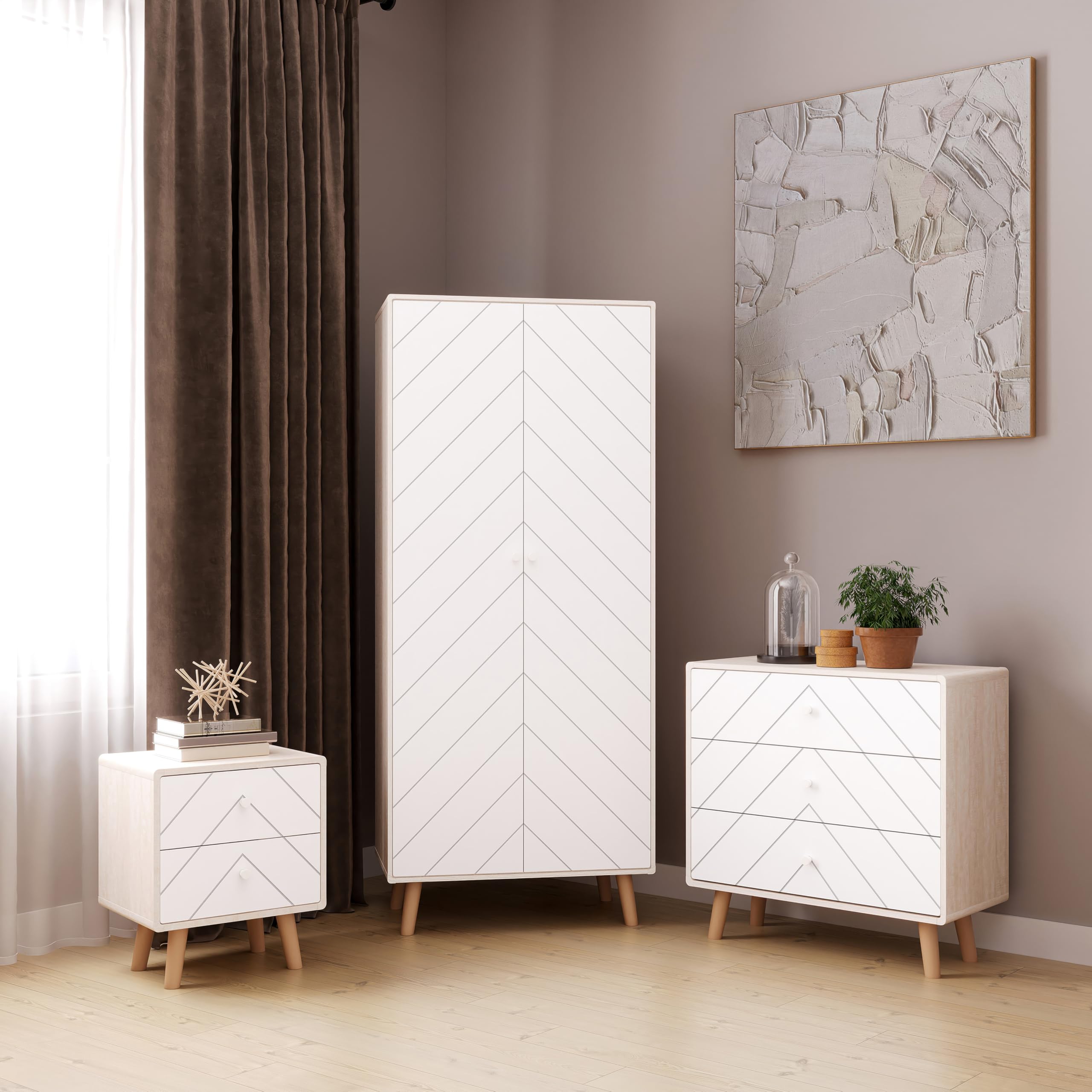 Seconique Dixie 2 Drawer Bedside in Dusty Grey/White
