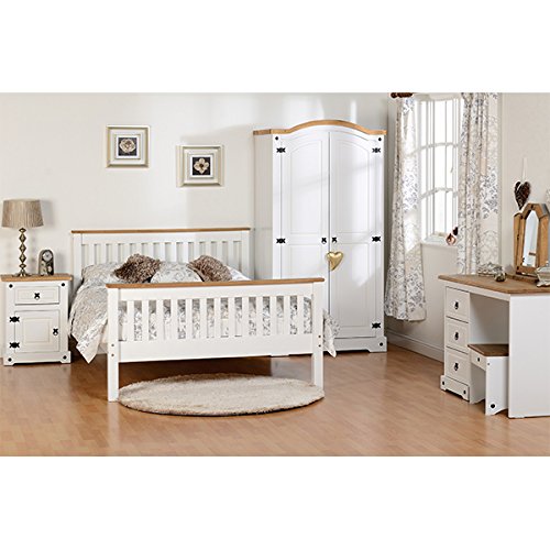 Corona 3 Drawer Dressing Table in White/Distressed Waxed Pine