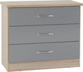 Kelsey Stores Nevada Chest Of Drawers 3 Drawer Storage Cabinet Chest With Metal Handles