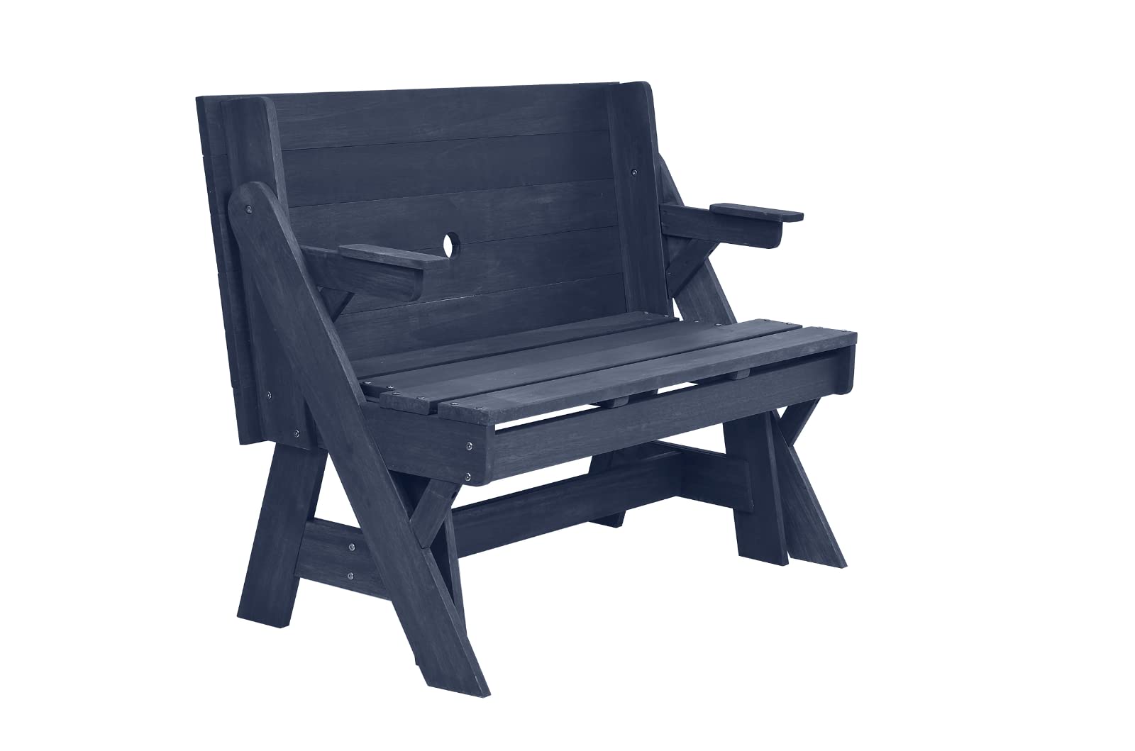 Furniture 321 Garden Hardwood Convertible Folding Picnic Table Bench 2 in 1 Made from Eucalyptus Wood in Blue
