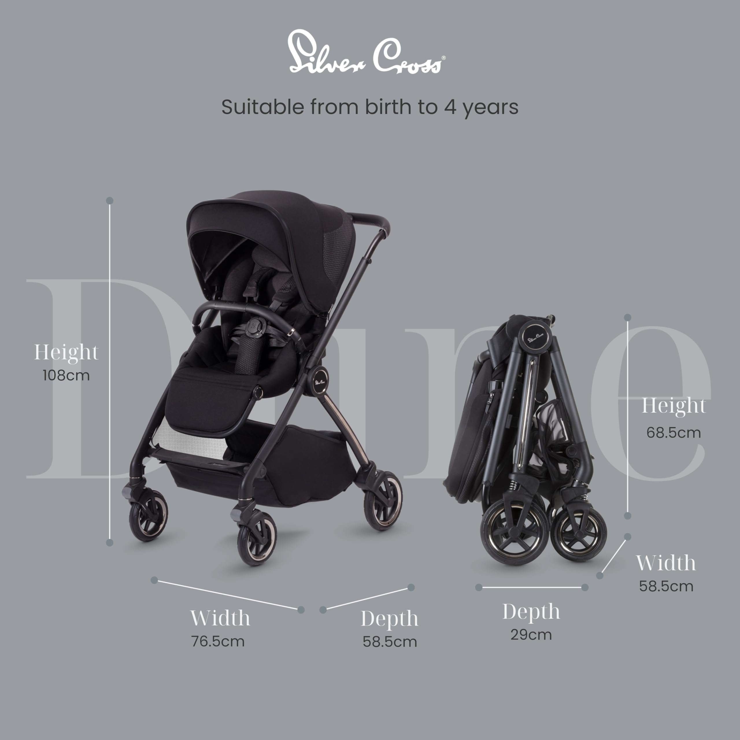 Silver Cross | Dune Pushchair | Travel Stroller | Foldable & Lightweight Stroller