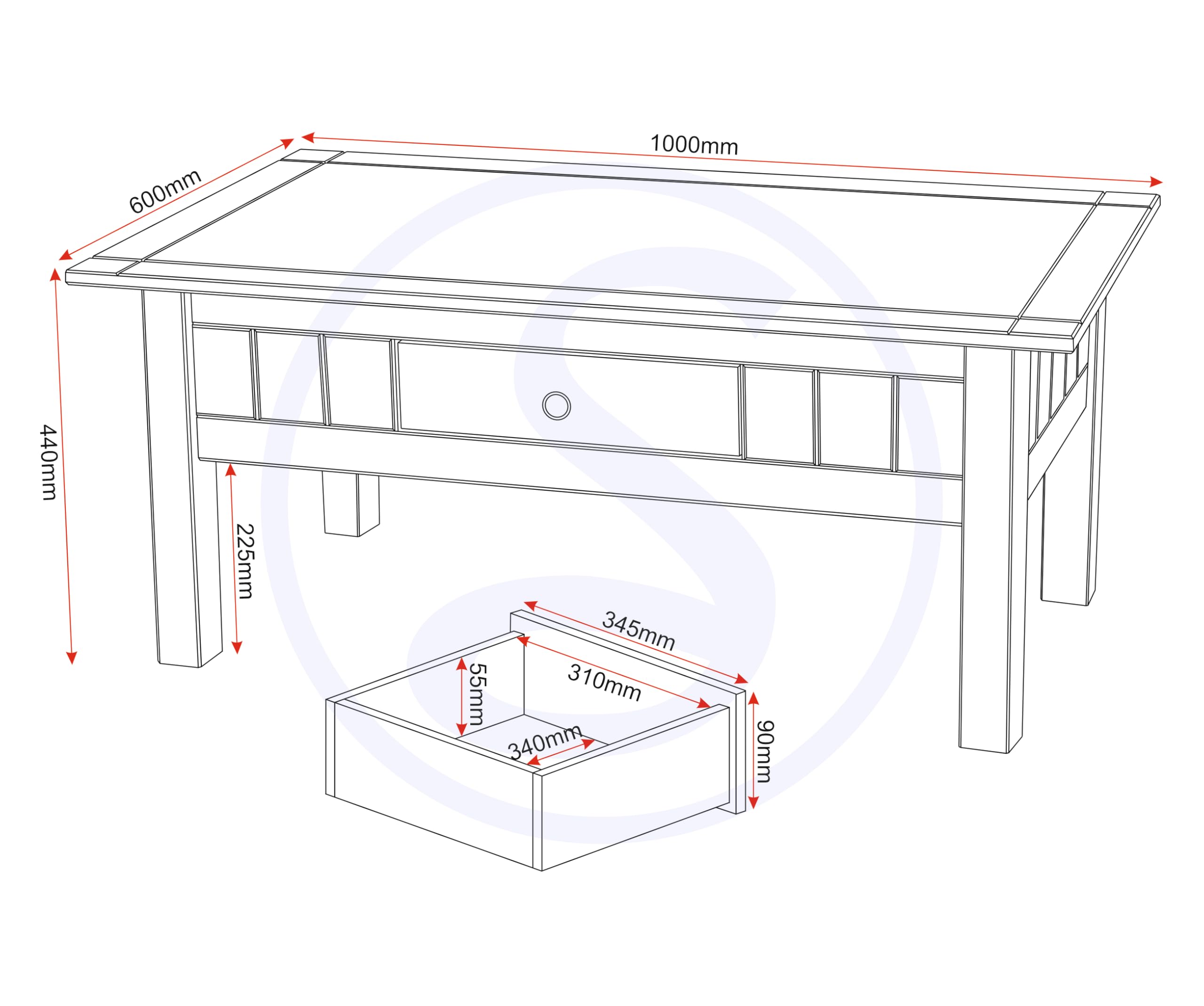 Seconique Coffee Table, Engineered Wood, White/Natural Wax, W 1000mm x D 600mm x H 440mm