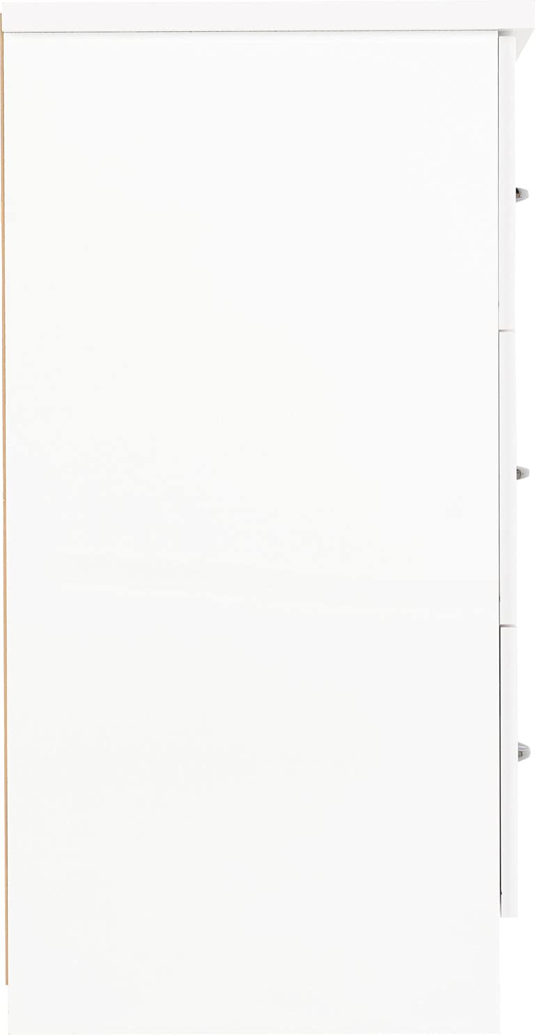 A T Seconique Nevada 6 Drawer Wide Chest in White Gloss
