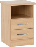 A T Seconique Nevada 2 Drawer 1 Shelf Bedside Cabinet/Table/Chest in Sonoma Oak Effect