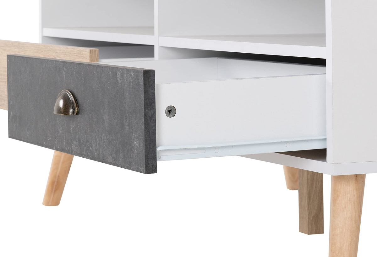 Seconique Nordic 2 Drawer Coffee Table in White/Distressed Effect