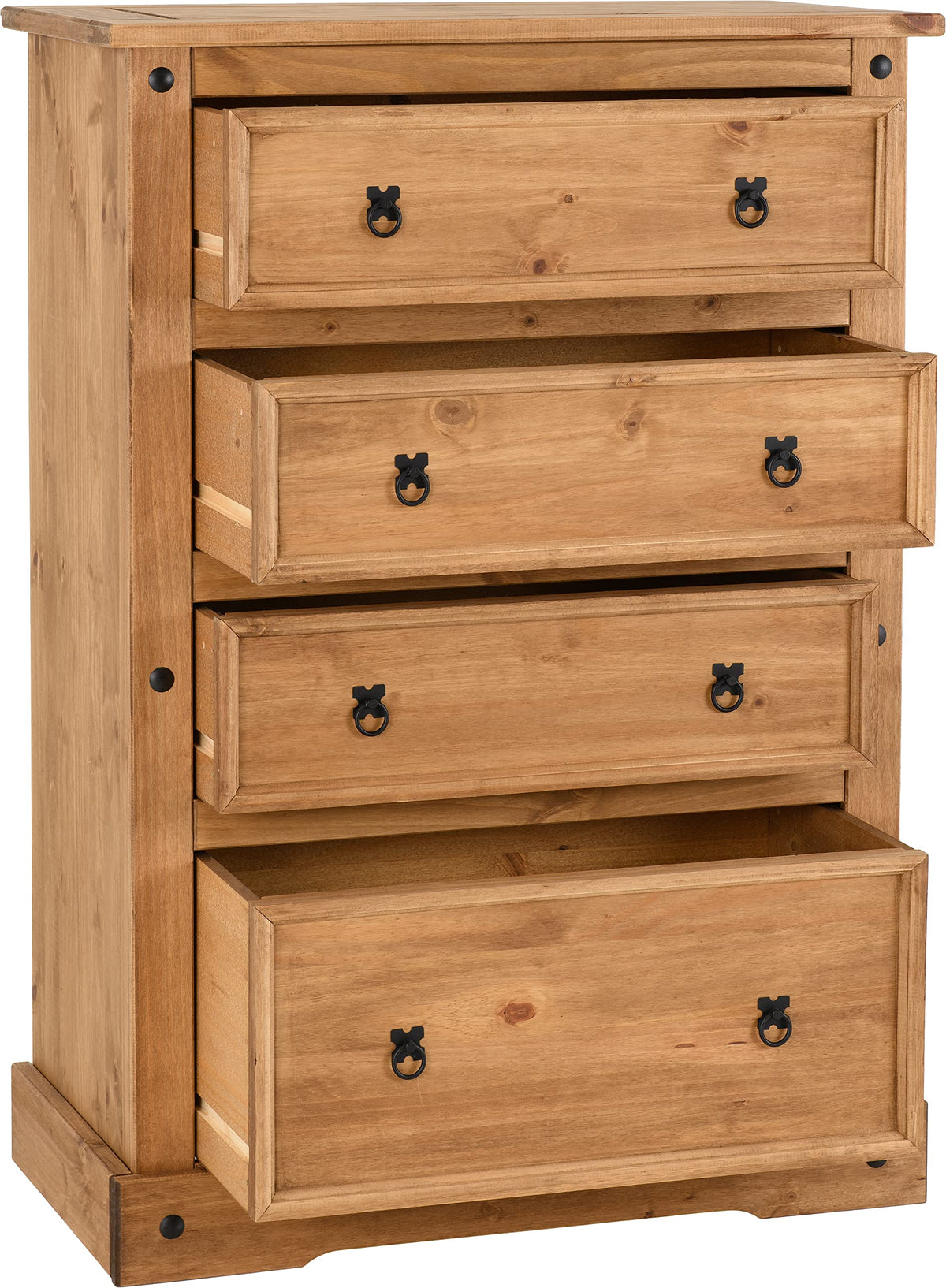 Seconique Corona 4 Drawer Chest in Distressed Waxed Pine