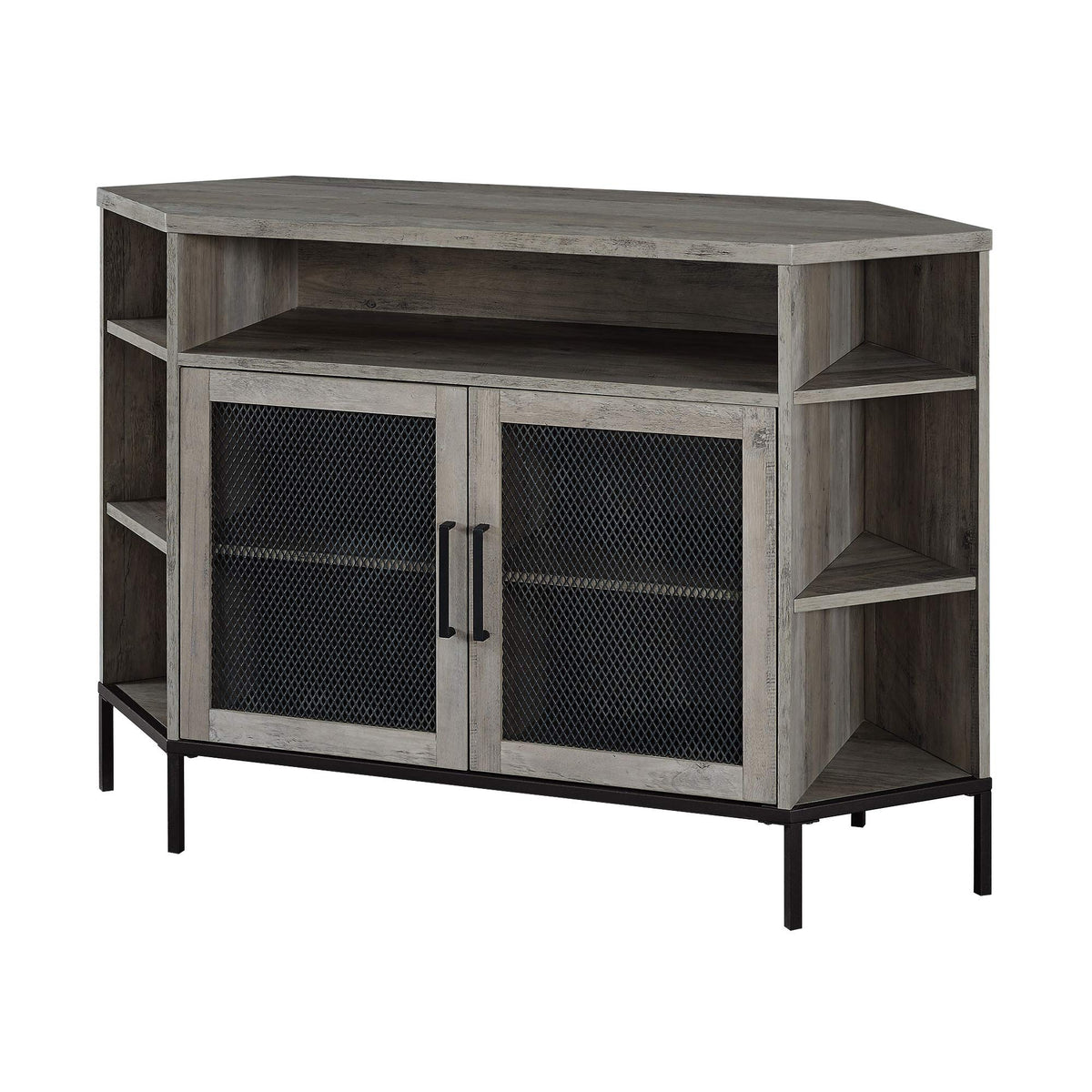 WE Furniture 48" Industrial Mesh Door Corner TV Console