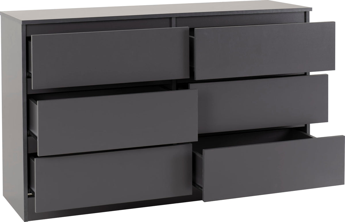 Seconique Malvern 6 Drawer Chest in Grey