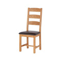 Furniture 321 Pair of Oak Slatted Back Chairs with PU Seats/Solid Wood Dining Chairs