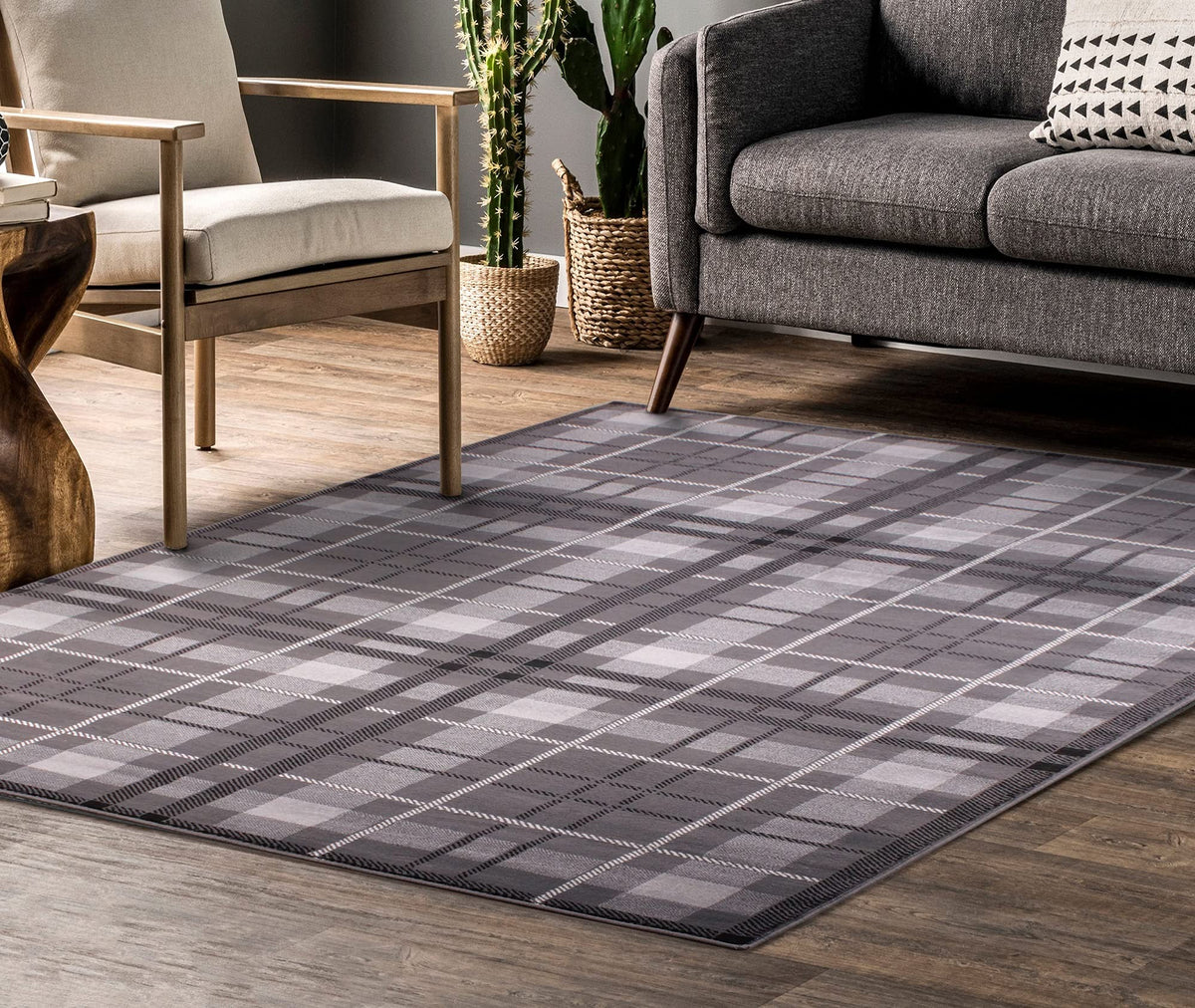 Highland Tartan Rug for Living Room Bedroom Check Quality Rug