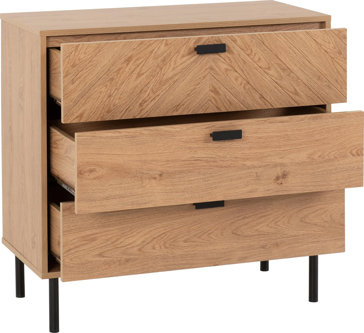 Seconique Leon 3 Drawer Chest in Medium Oak Effect