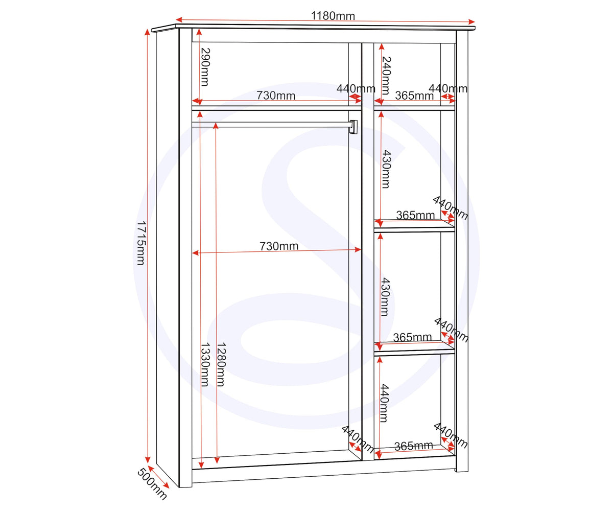 Seconique Panama 3 Door Wardrobe in White/Natural Wax