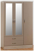 Xpress Delivery Nevada 3 Door 2 Drawer Wardrobe in Oyster Gloss and Light Oak Effect Veneer