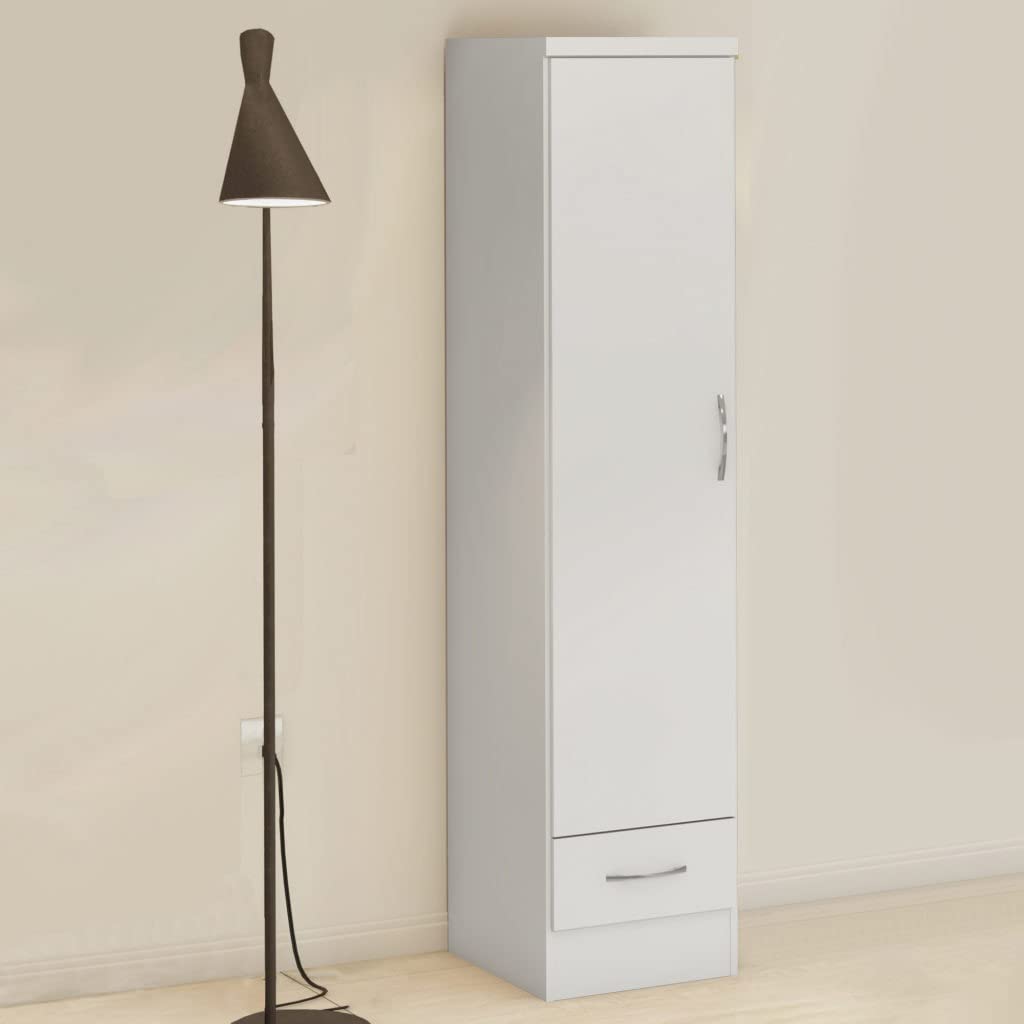 AT T Nevada 1 Door 1 Drawer Wardrobe White Gloss