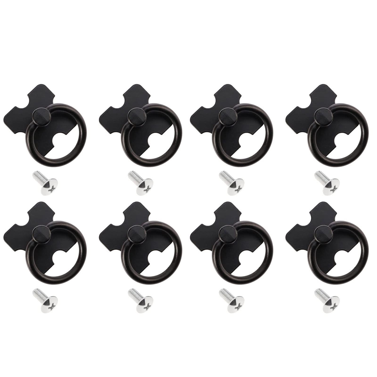 LQKYWNA 8 PCS Black Drawer Handles, Vintage Drawer Knobs Pulls Handles with Mounting Screws, Black Knobs for Cupboards
