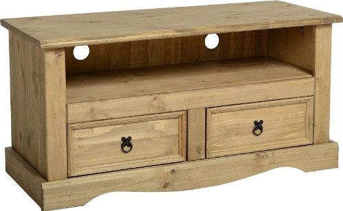 Corona 2 Drawer Flat Screen TV Unit in Distressed Waxed Pine