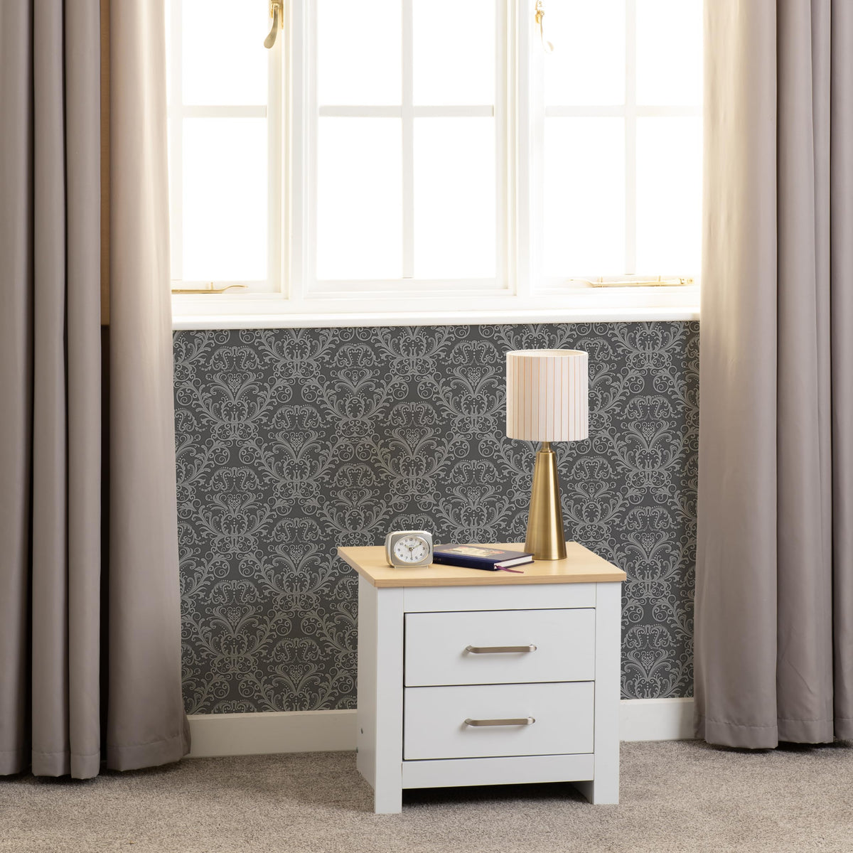 Seconique 2 Drawer Bedside, Engineered Wood