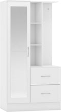 Seconique Nevada Mirrored Open Shelf Wardrobe in White Gloss
