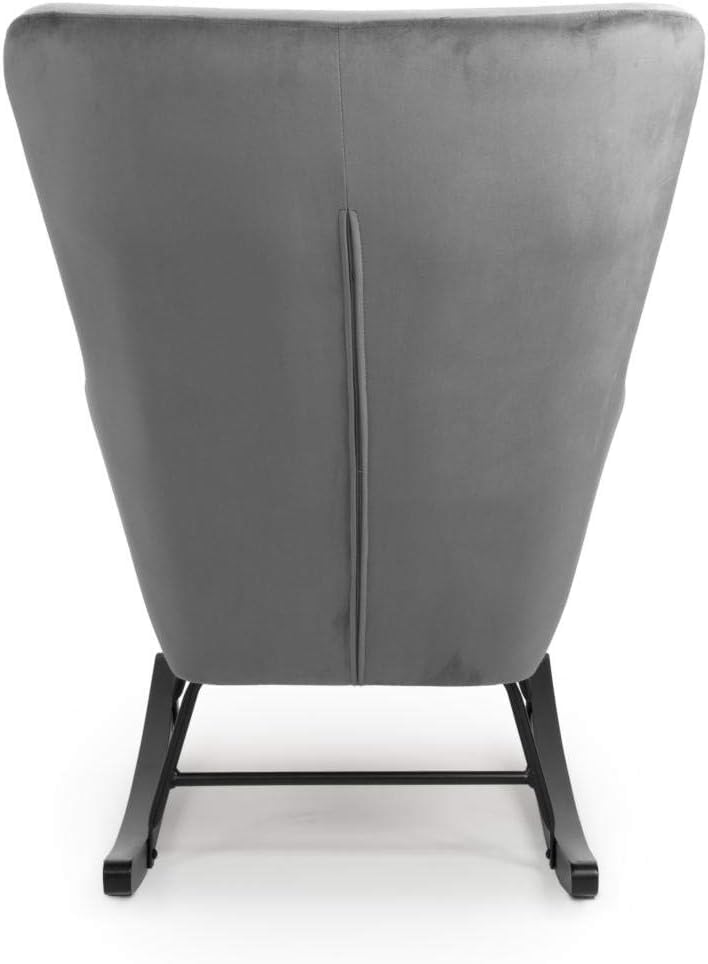 Furniture 321 Shankar Alpine Brushed Velvet Grey Rocking Chair - Metal Frame & Solid Wood Legs