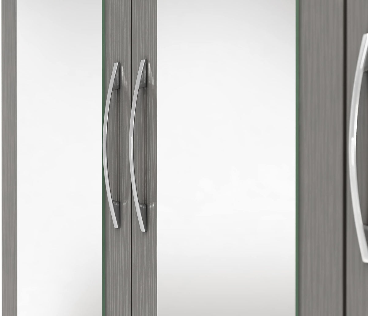 Seconique Nevada 4 Door 2 Drawer Mirrored Wardrobe in 3D Effect Grey