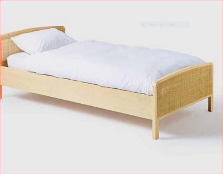 Furniture 321 Noah Rattan Children's Bed Frame - Kids Toddler Single Bed 102.5 x 198.5 cm