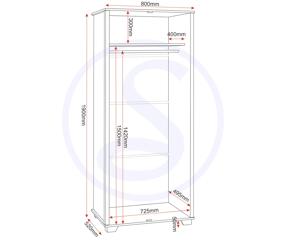Seconique Oliver 2 Door Wardrobe in Light Oak Effect