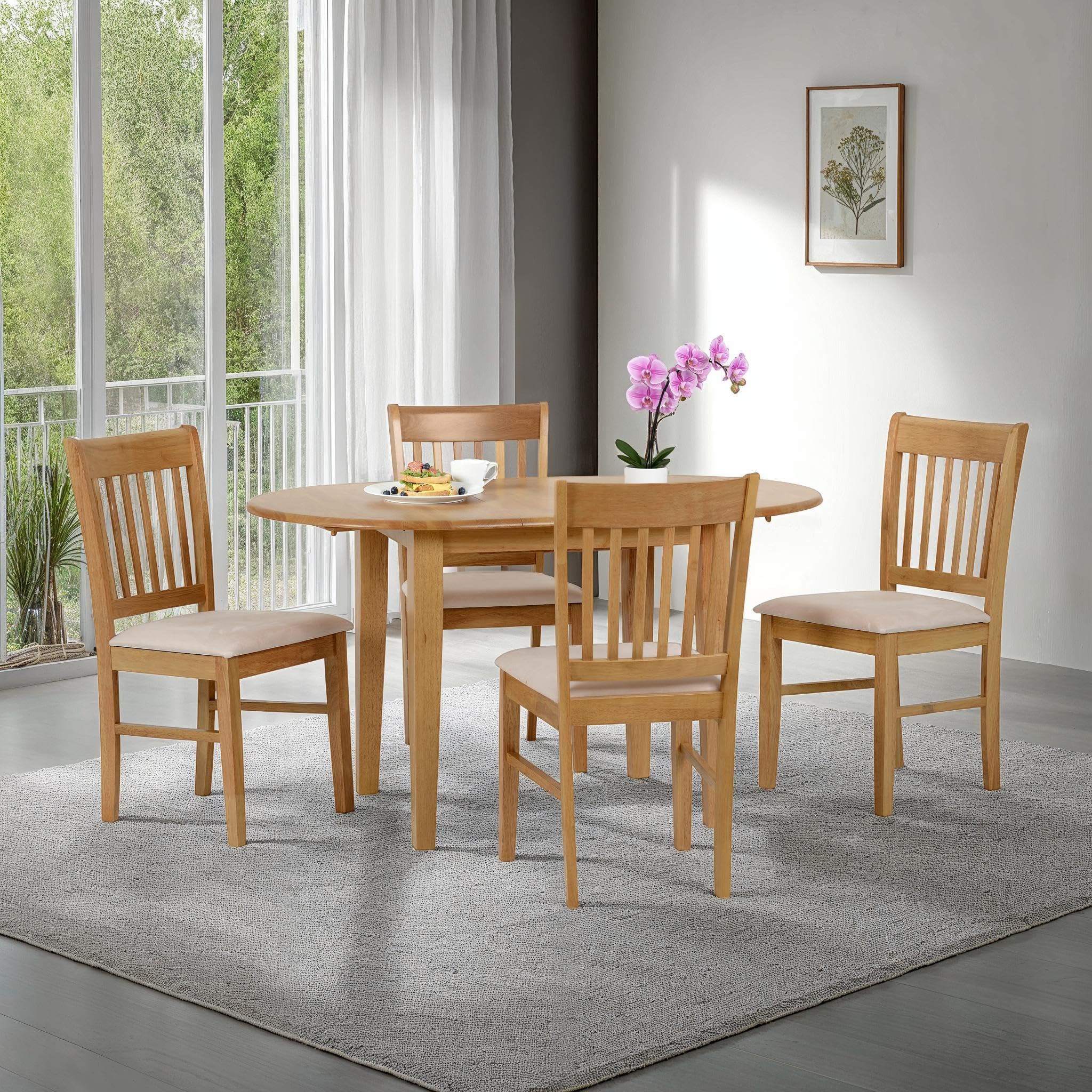 Seconique Oxford Extending Dining Set with 4 Mink Micro Suede Chairs