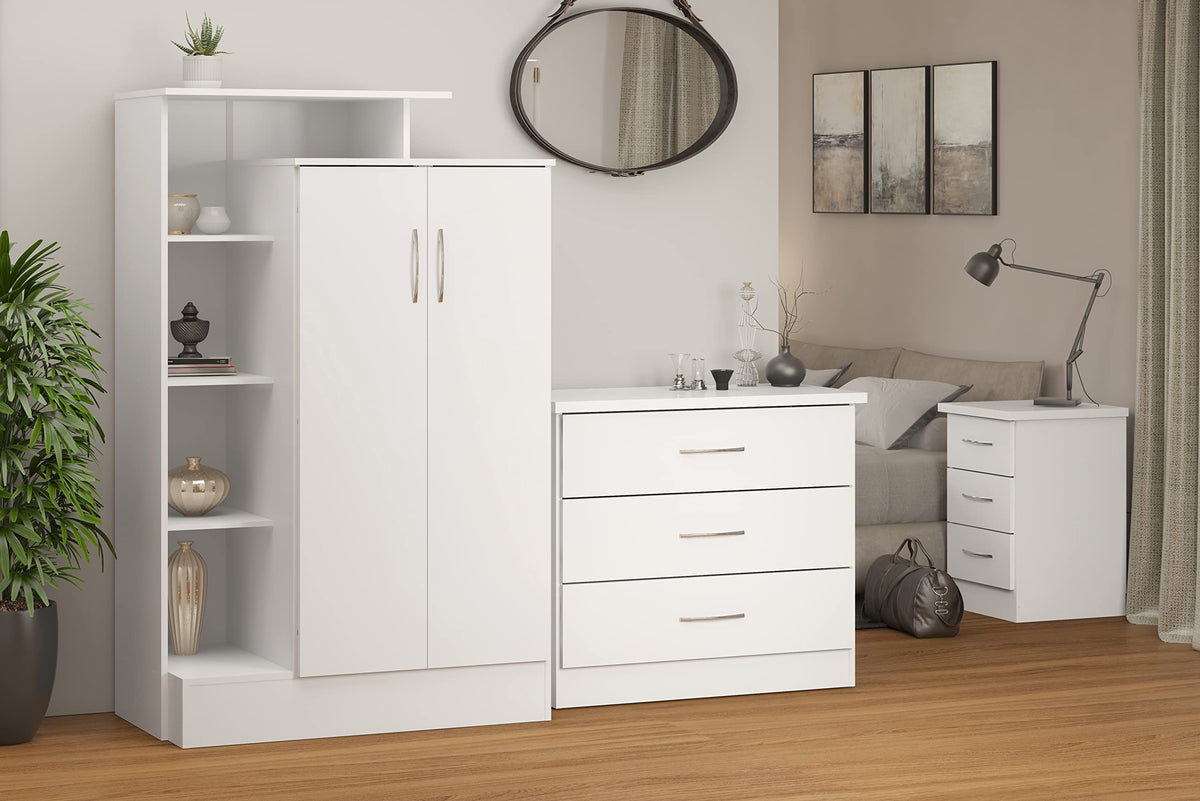 Seconique Ludlow 2 Door Wardrobe - White/Oak Lacquer