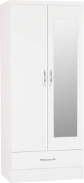 Seconique Nevada Mirrored 1/2 Door 1 Drawer Wardrobe