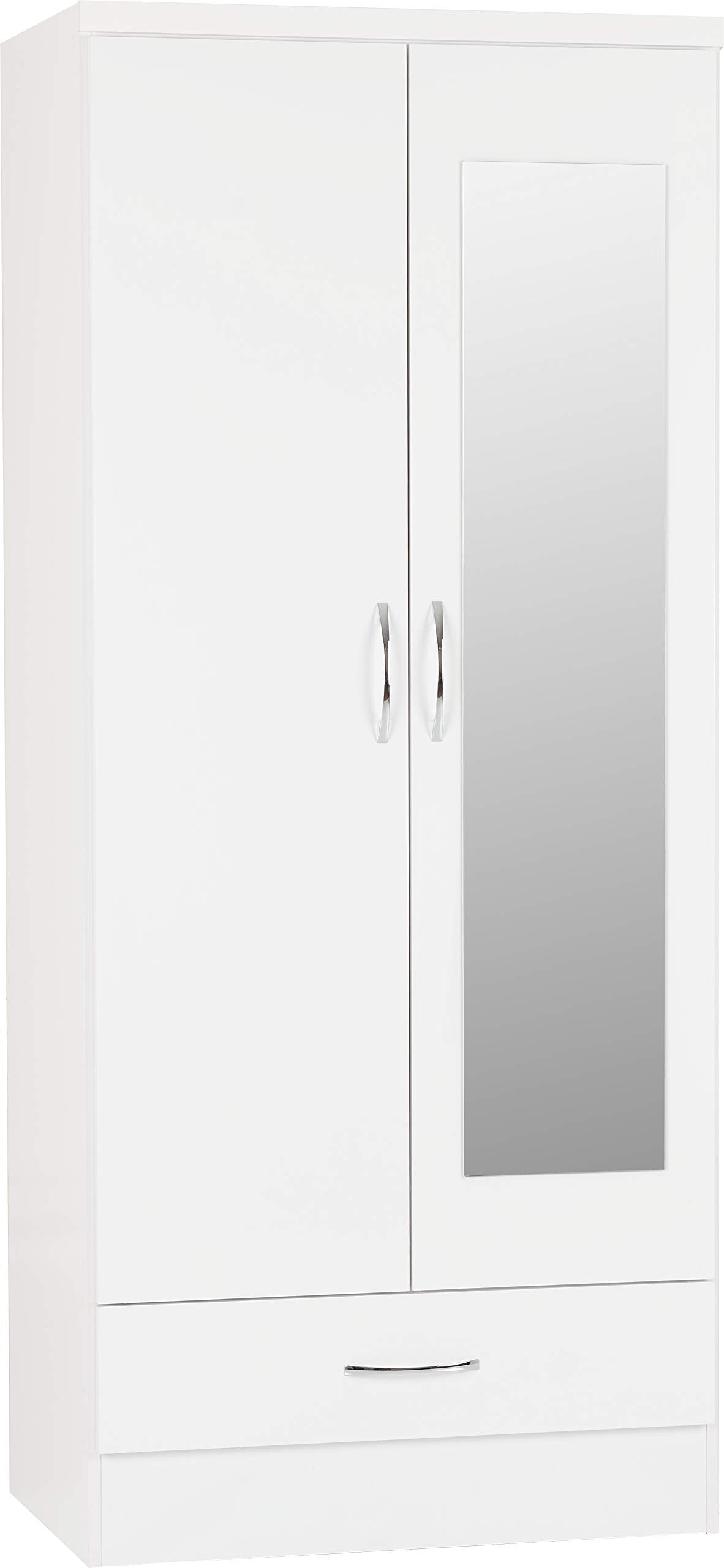 Seconique Nevada Mirrored 1/2 Door 1 Drawer Wardrobe