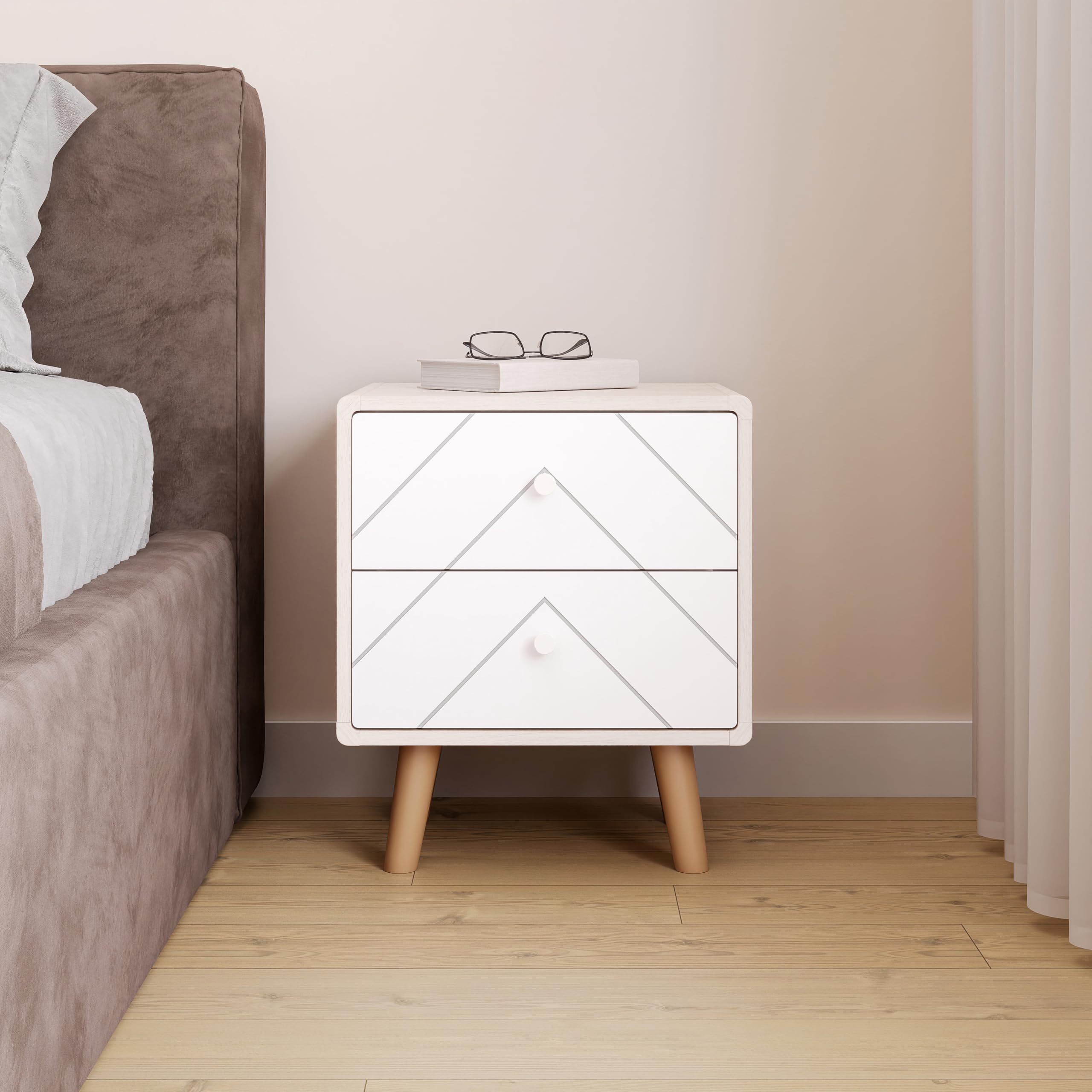 Seconique Dixie 2 Drawer Bedside in Dusty Grey/White