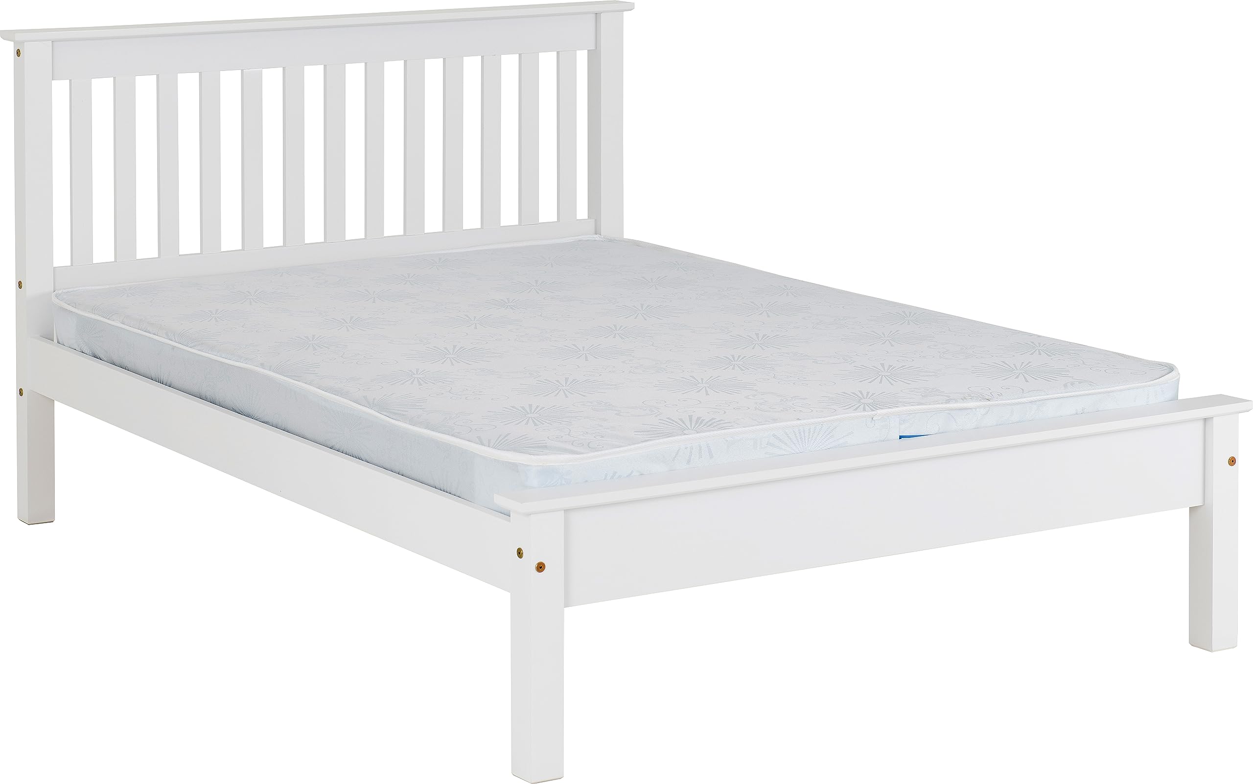 Seconique Monaco 4'6" Double Low End Bed in White