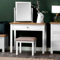 The Furniture Outlet Salisbury White Painted Oak Dressing Table, Stool & Dressing Mirror