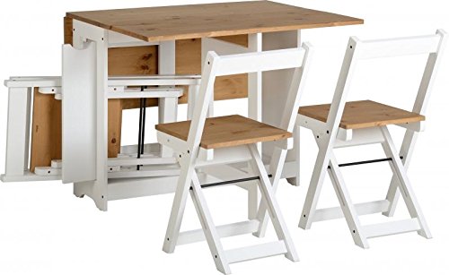 Xpress Delivery Santos Butterfly Dining Set in White/Distressed Waxed Pine
